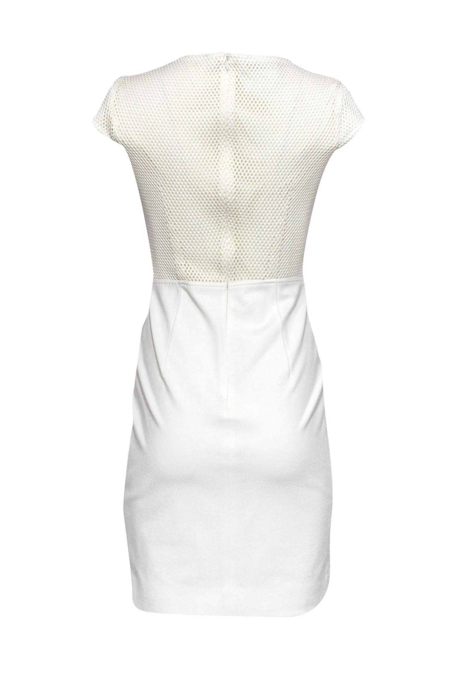 Akris - Cream Bodycon Dress w/ Mesh Paneling Sz 6
