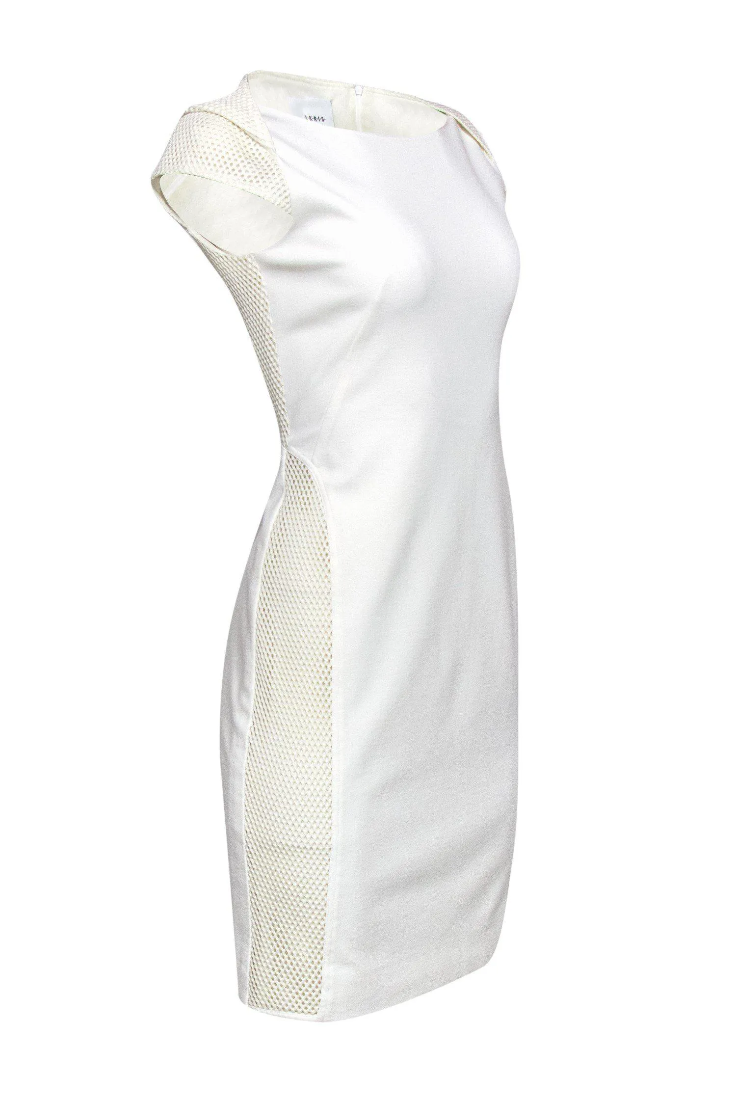 Akris - Cream Bodycon Dress w/ Mesh Paneling Sz 6