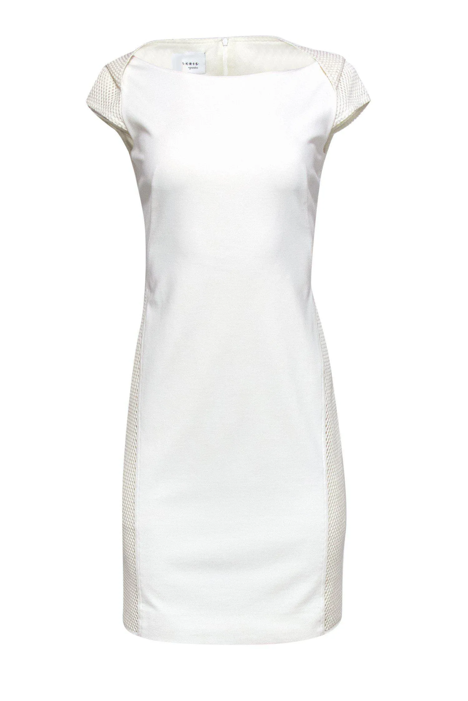 Akris - Cream Bodycon Dress w/ Mesh Paneling Sz 6