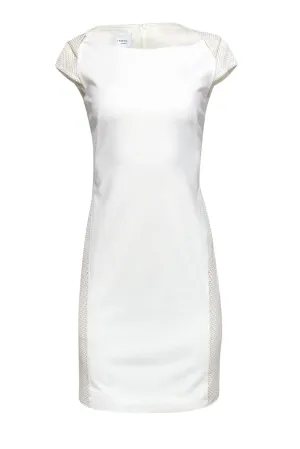 Akris - Cream Bodycon Dress w/ Mesh Paneling Sz 6