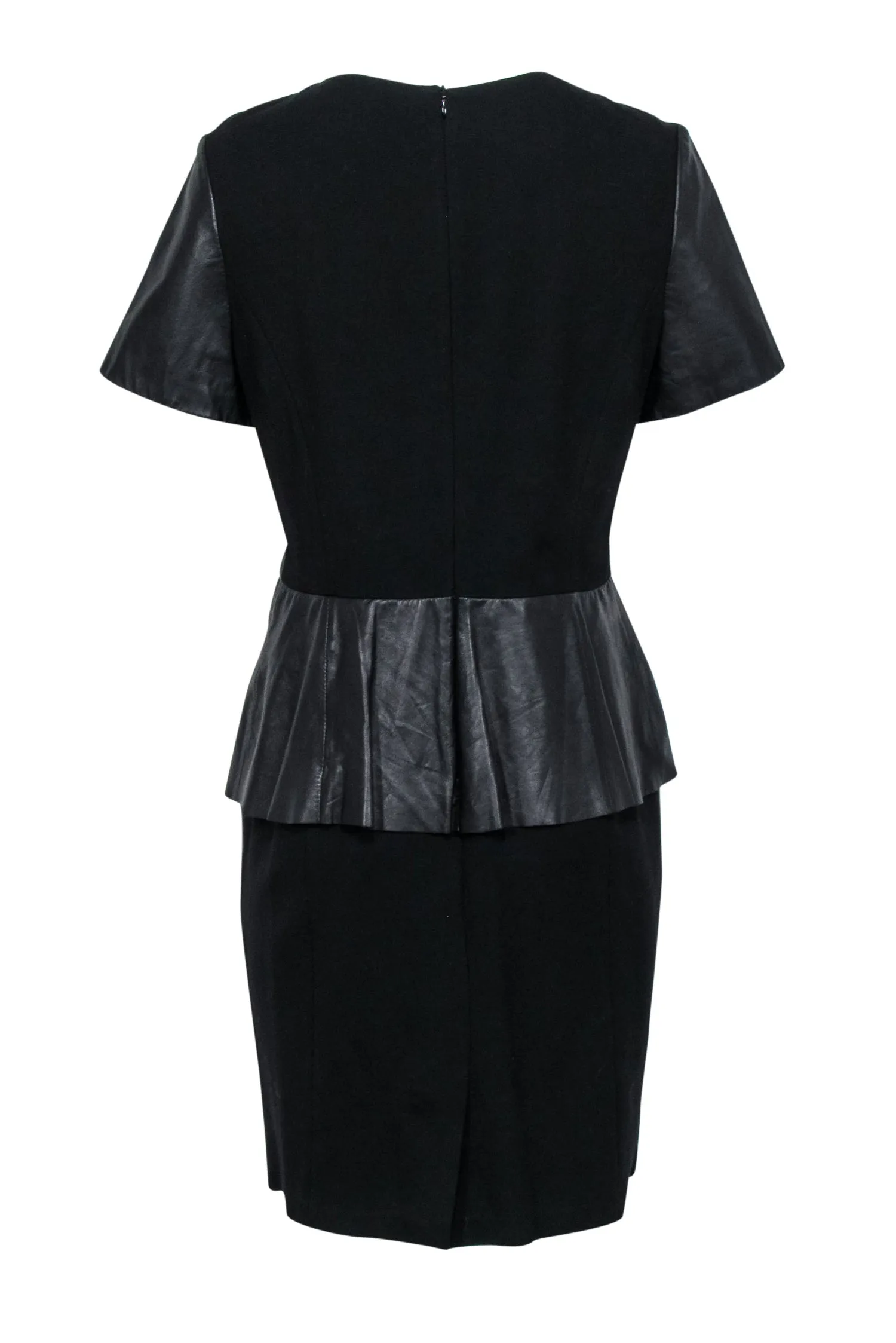 Antonio Melani - Black Leather Peplum Dress Sz 14
