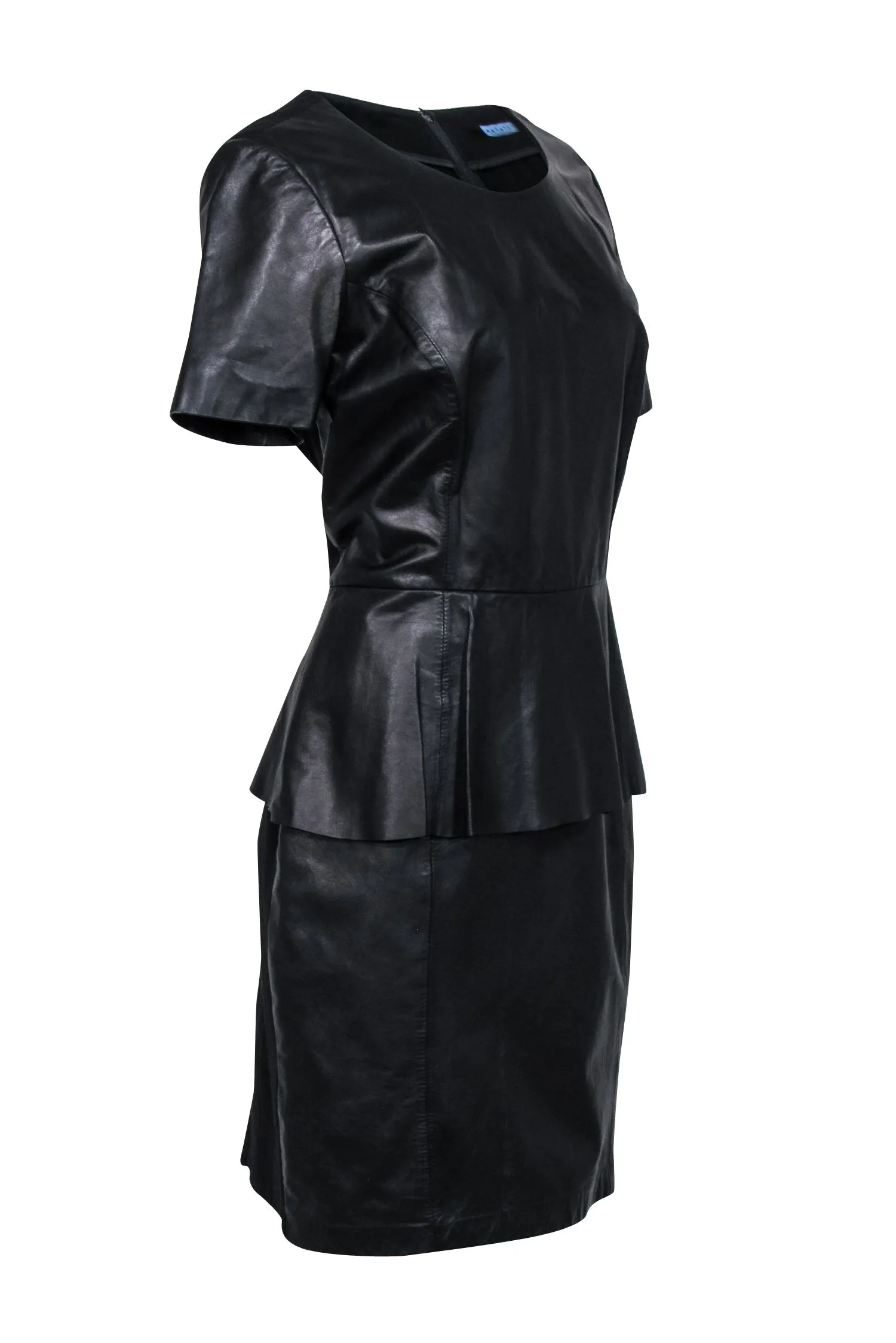 Antonio Melani - Black Leather Peplum Dress Sz 14