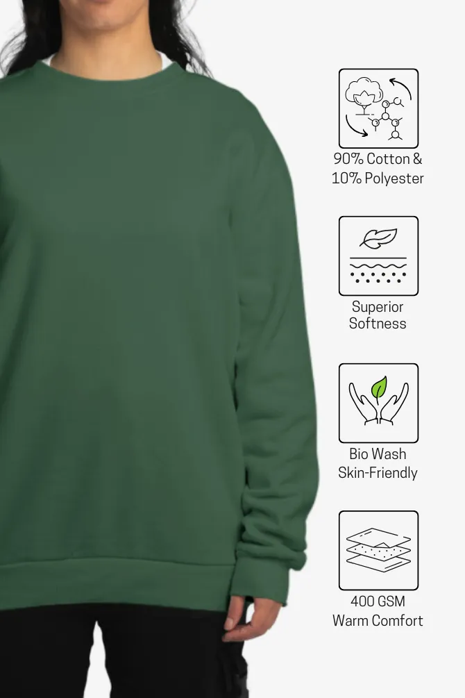 Bottle Green Oversized Sweatshirt for women