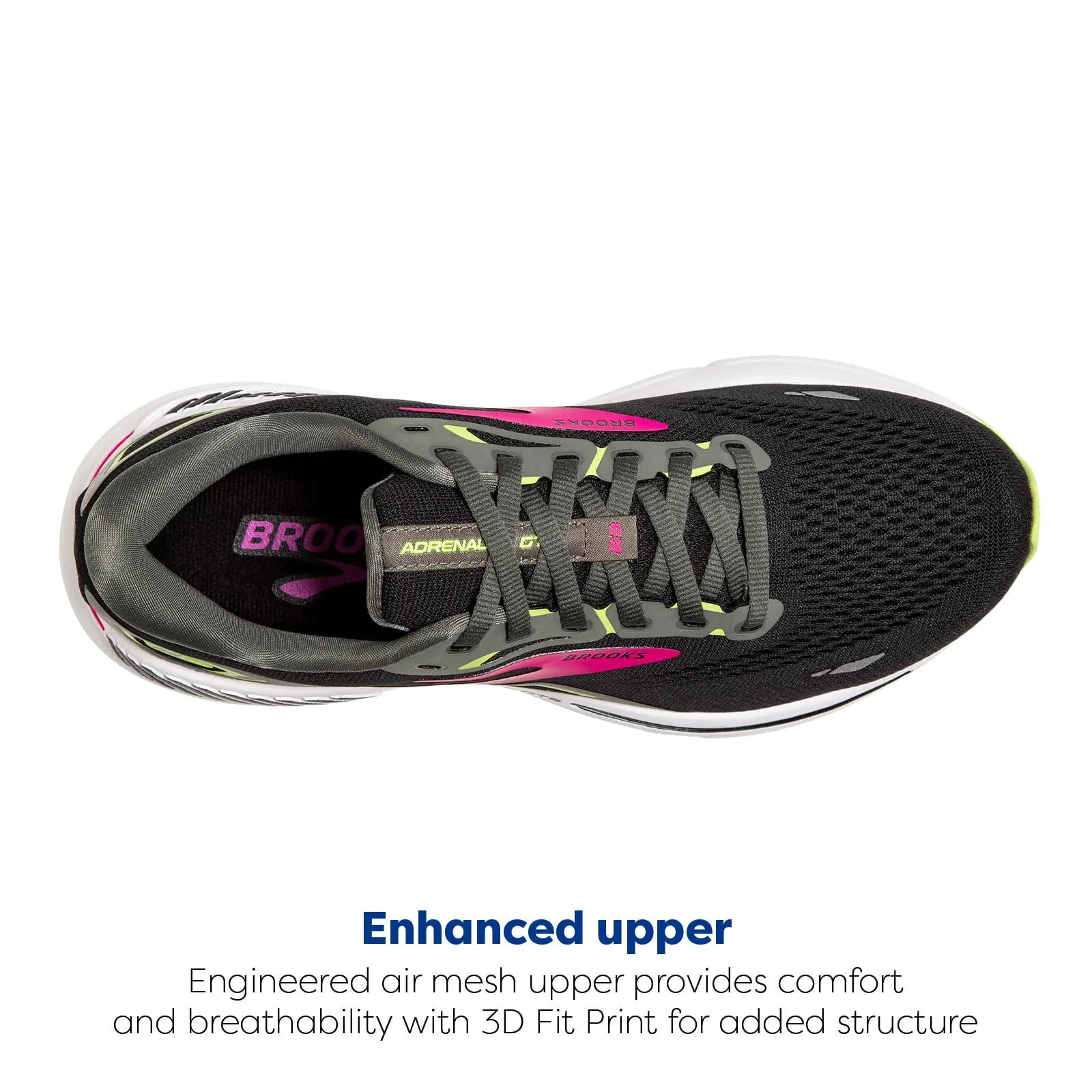 Brooks Women’s Adrenaline GTS 23 Supportive Running Shoe - Black/Gunmetal/Sharp Green - 11.5 Medium