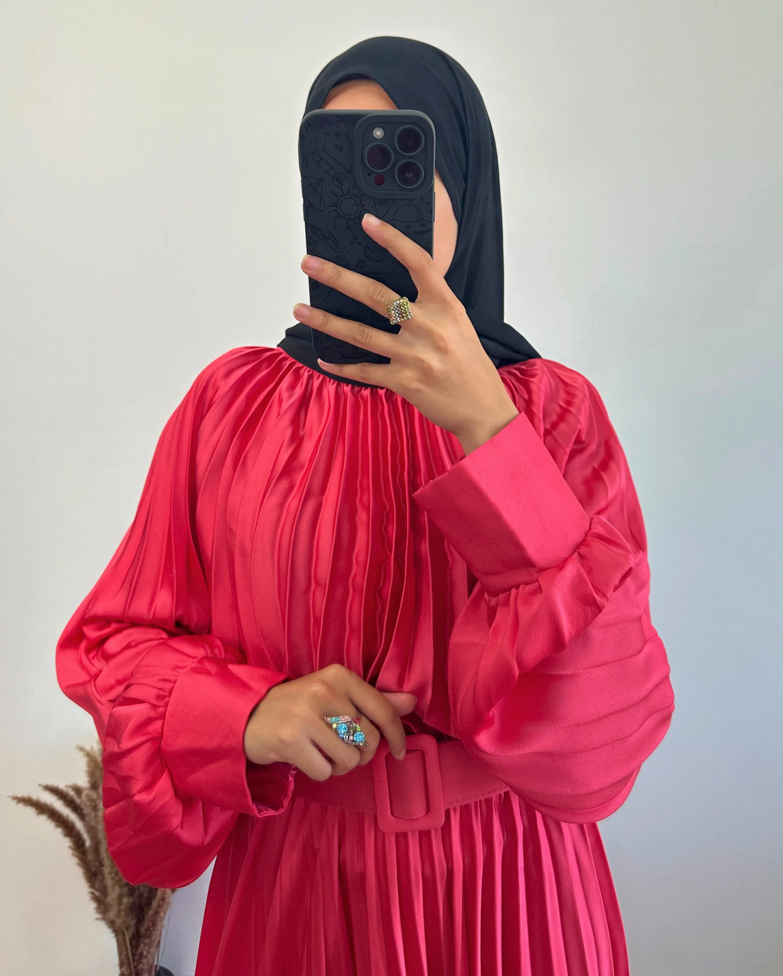 DMN Satin Pleat Maxi Dress