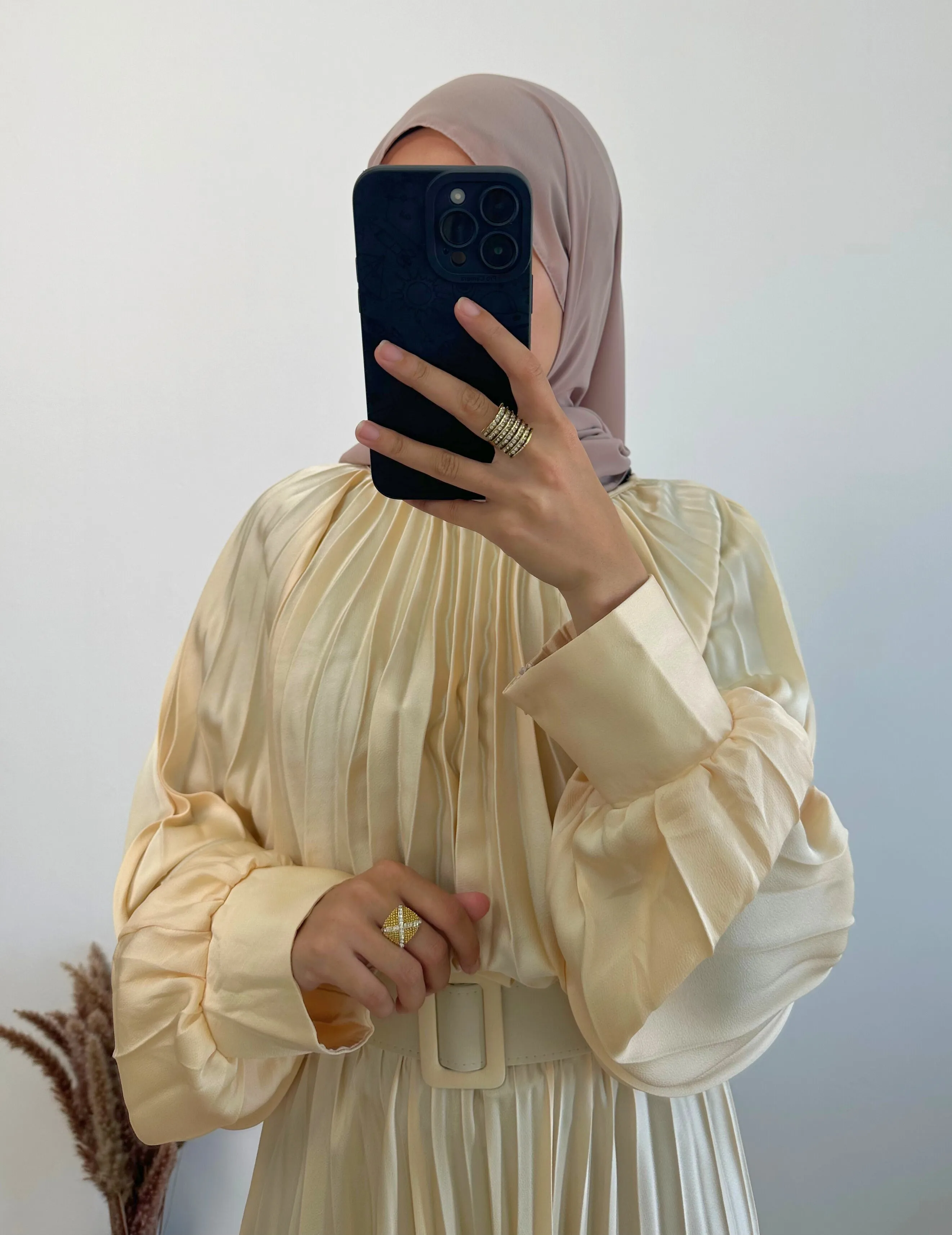DMN Satin Pleat Maxi Dress