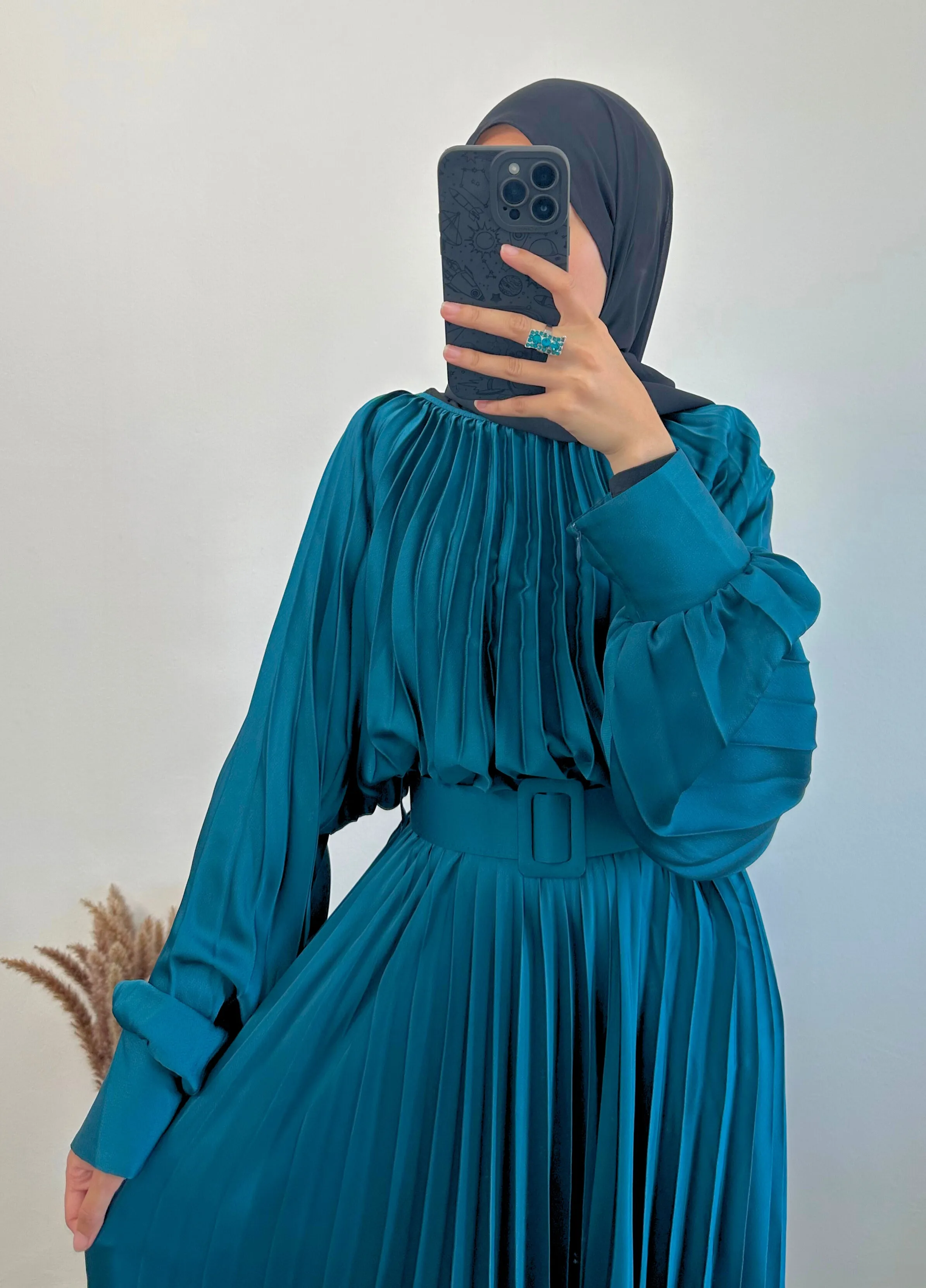DMN Satin Pleat Maxi Dress