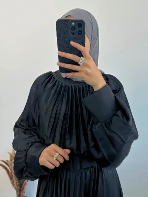 DMN Satin Pleat Maxi Dress