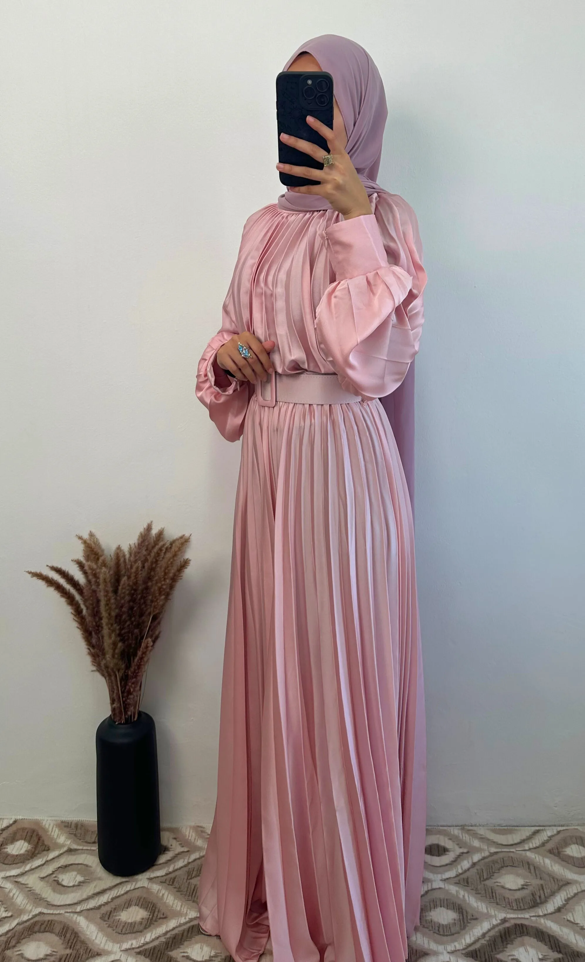 DMN Satin Pleat Maxi Dress