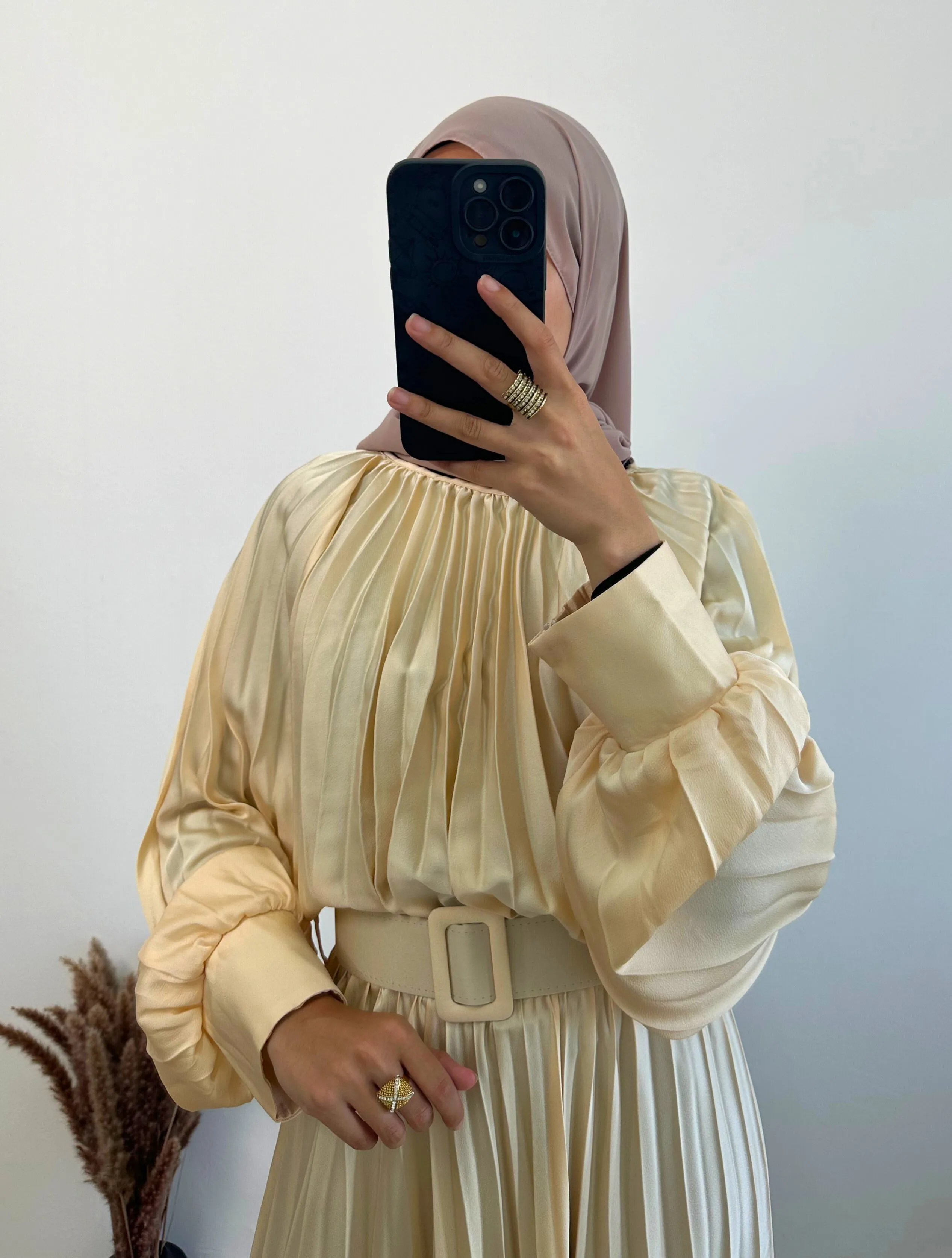 DMN Satin Pleat Maxi Dress