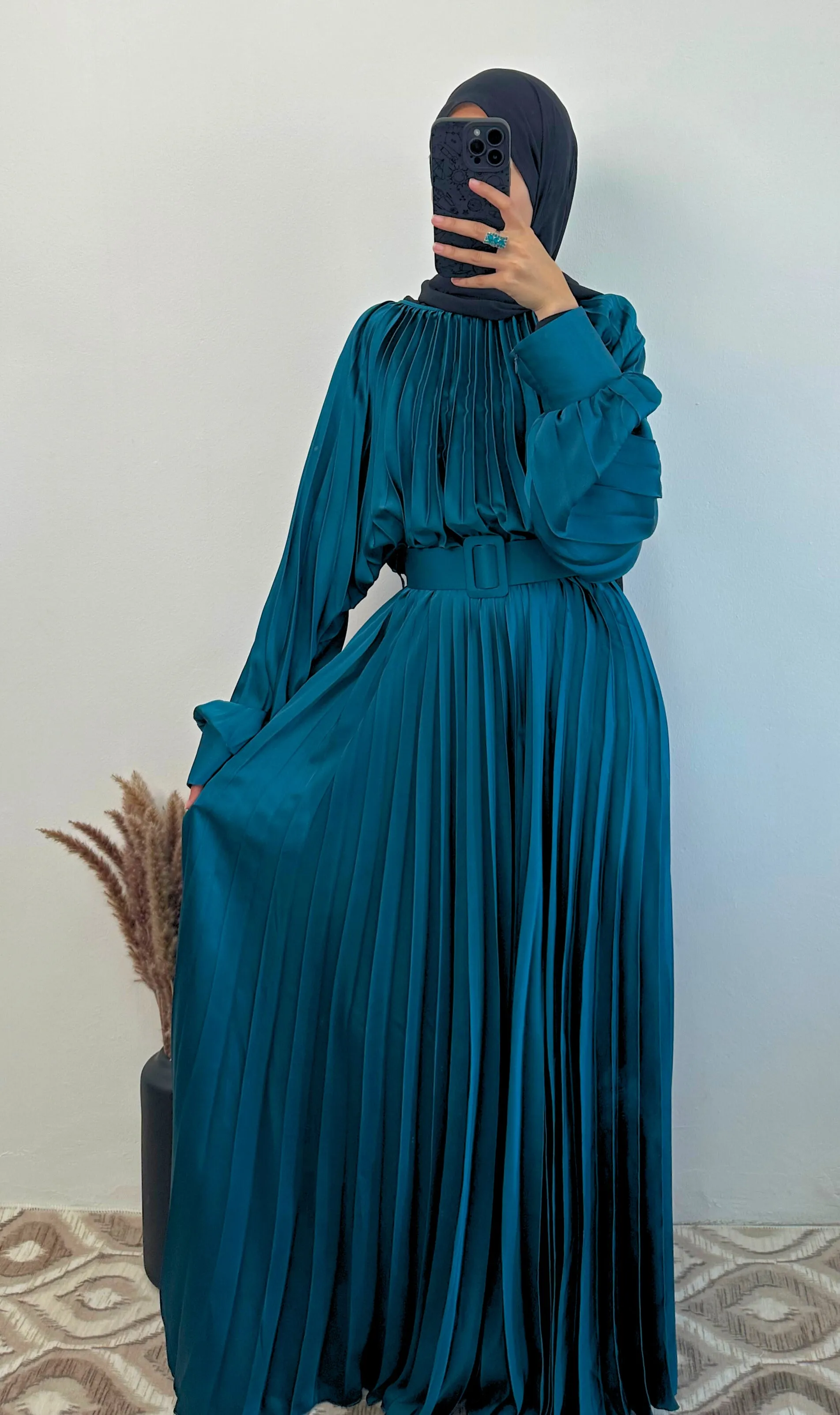 DMN Satin Pleat Maxi Dress