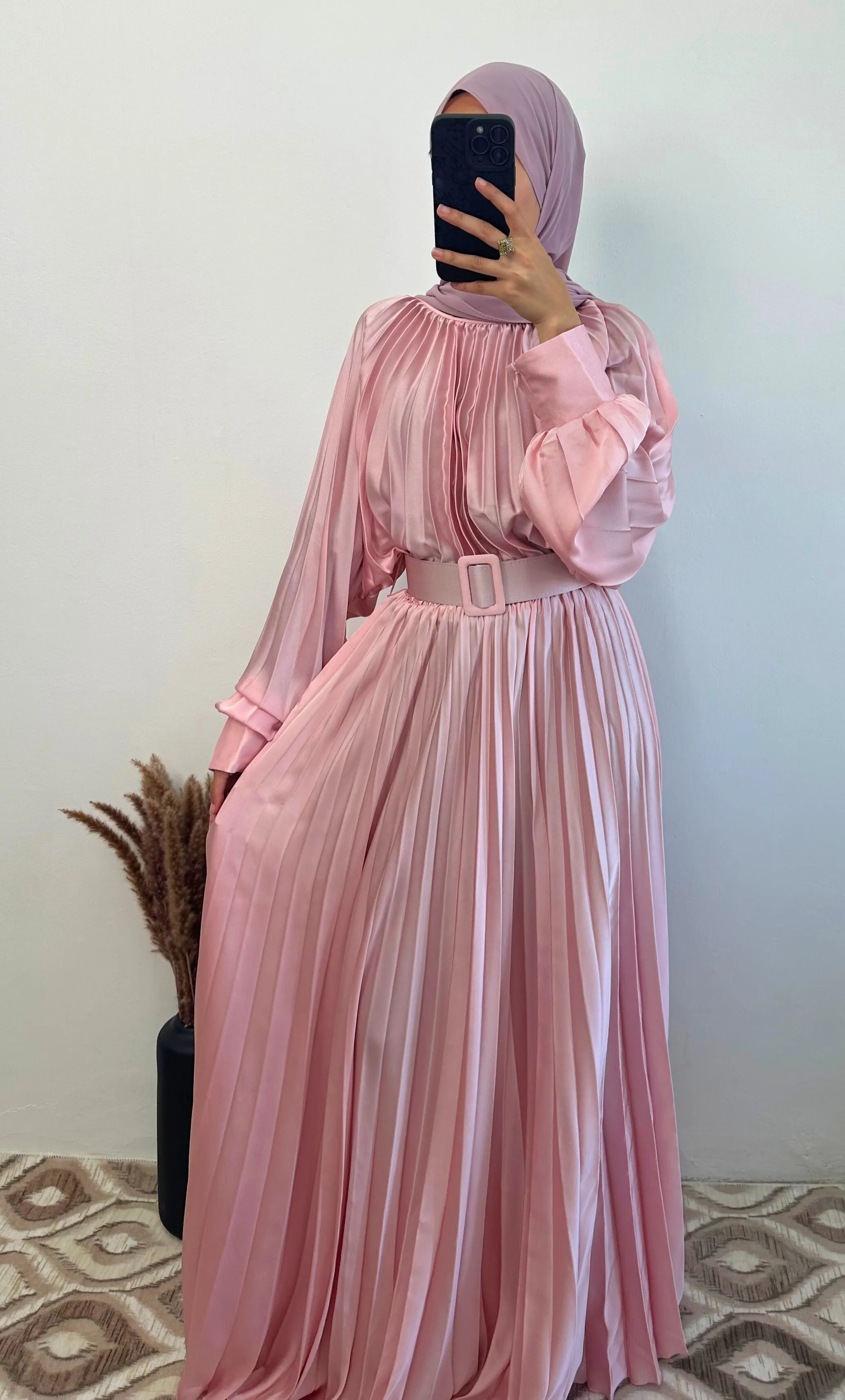 DMN Satin Pleat Maxi Dress