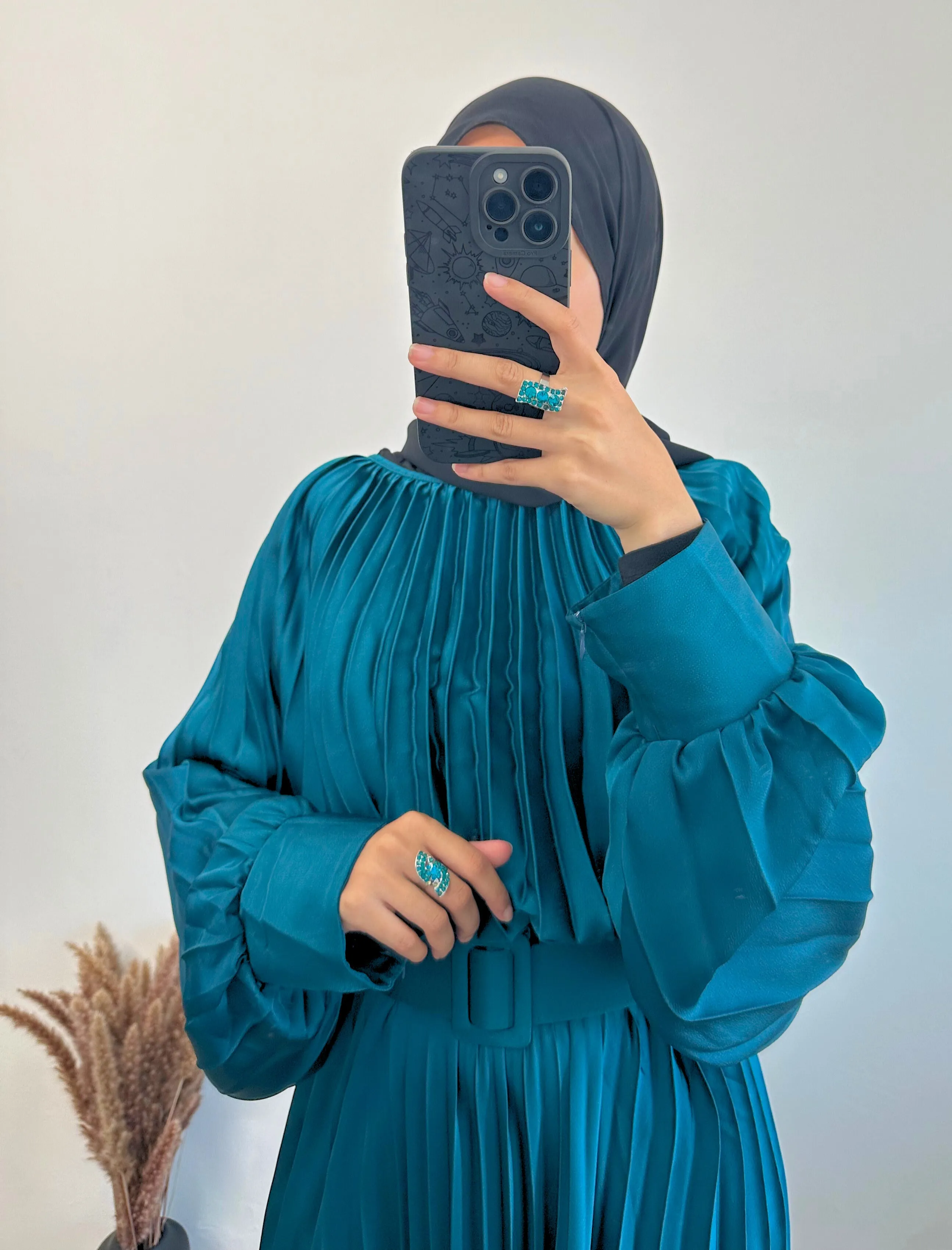 DMN Satin Pleat Maxi Dress