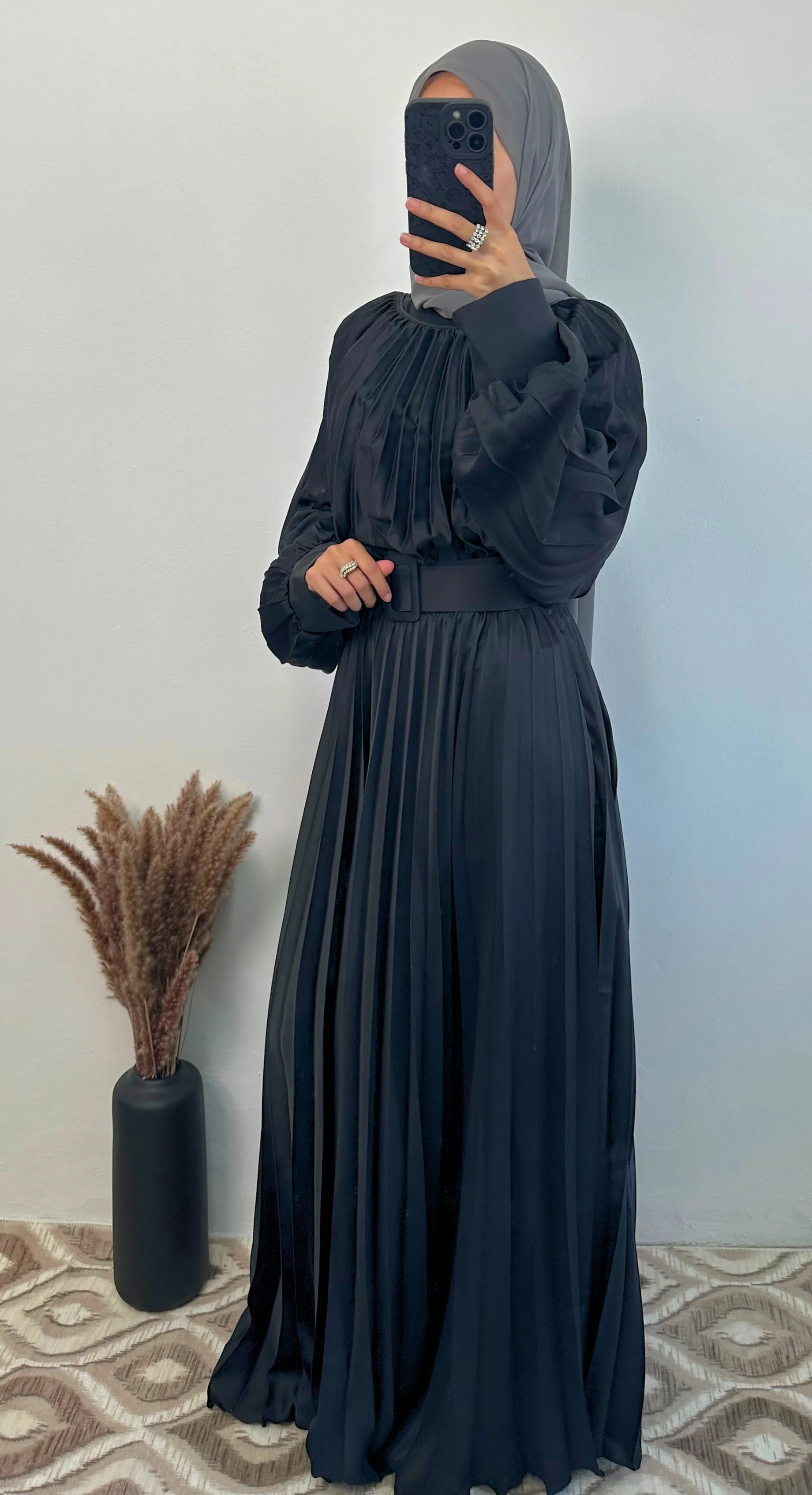 DMN Satin Pleat Maxi Dress