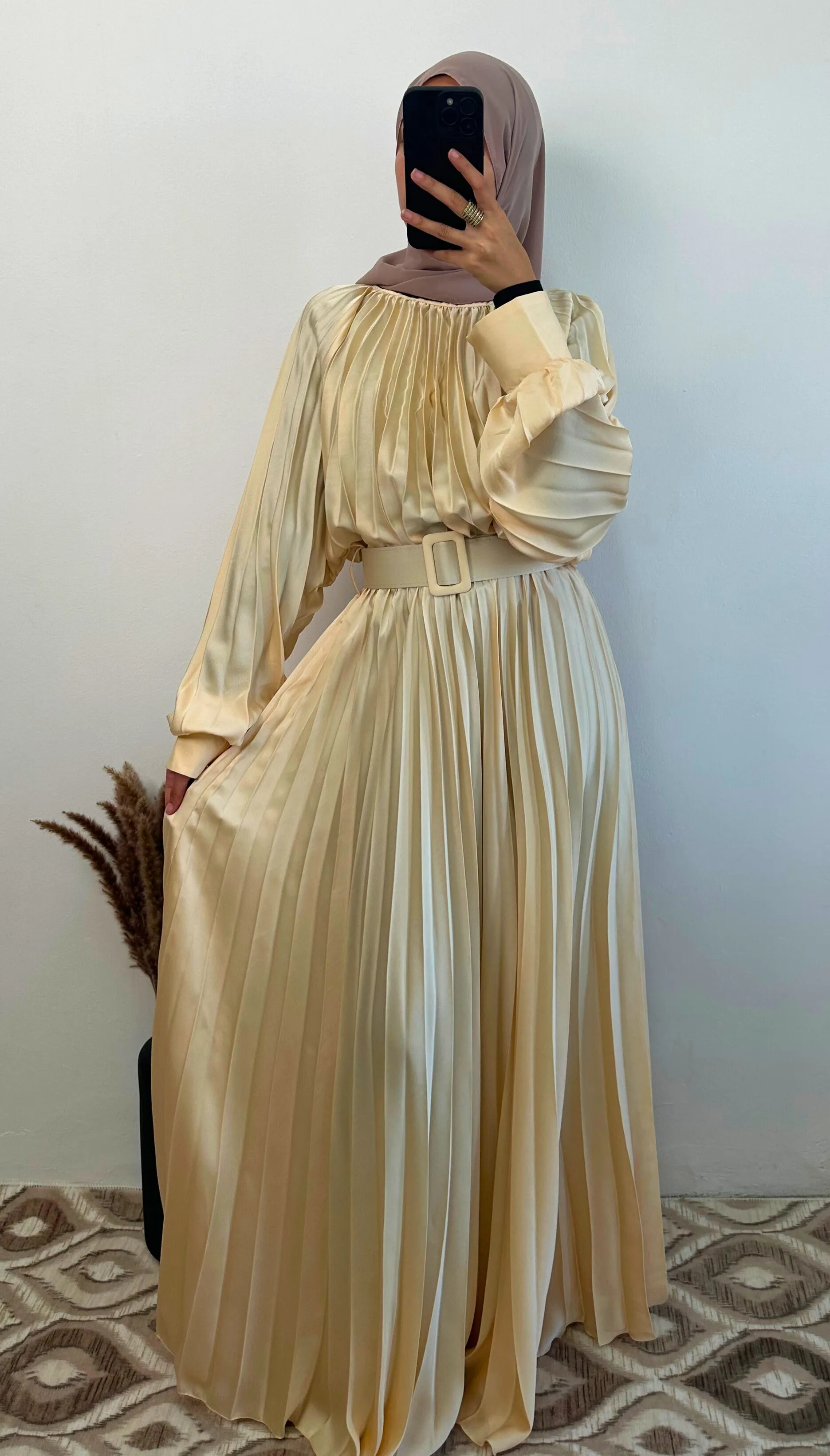 DMN Satin Pleat Maxi Dress