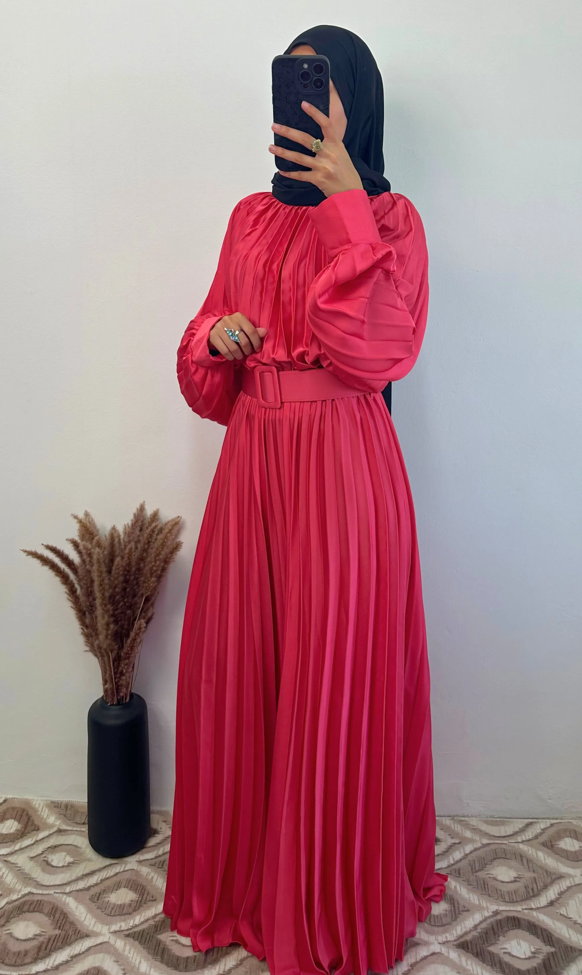 DMN Satin Pleat Maxi Dress