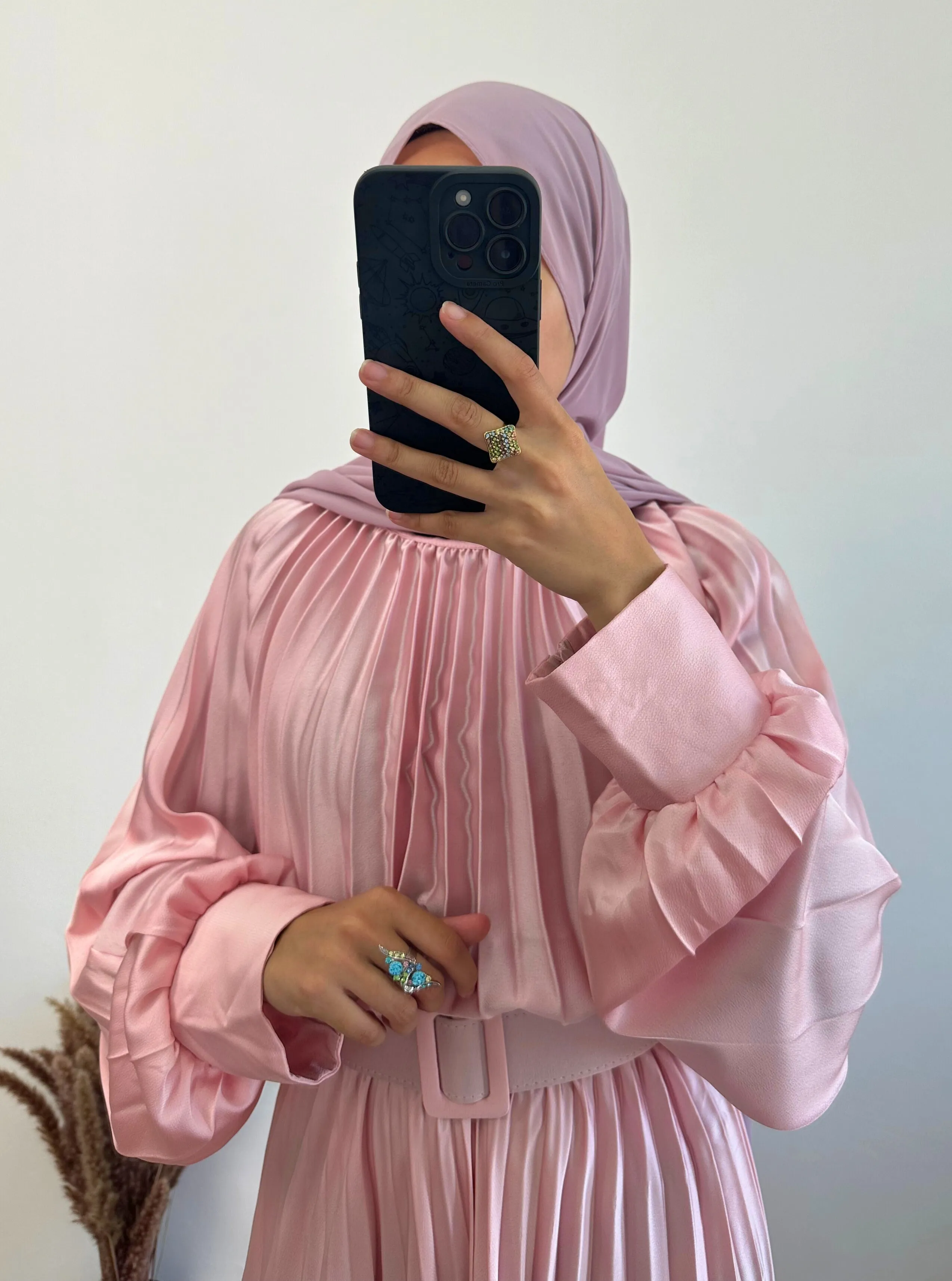 DMN Satin Pleat Maxi Dress