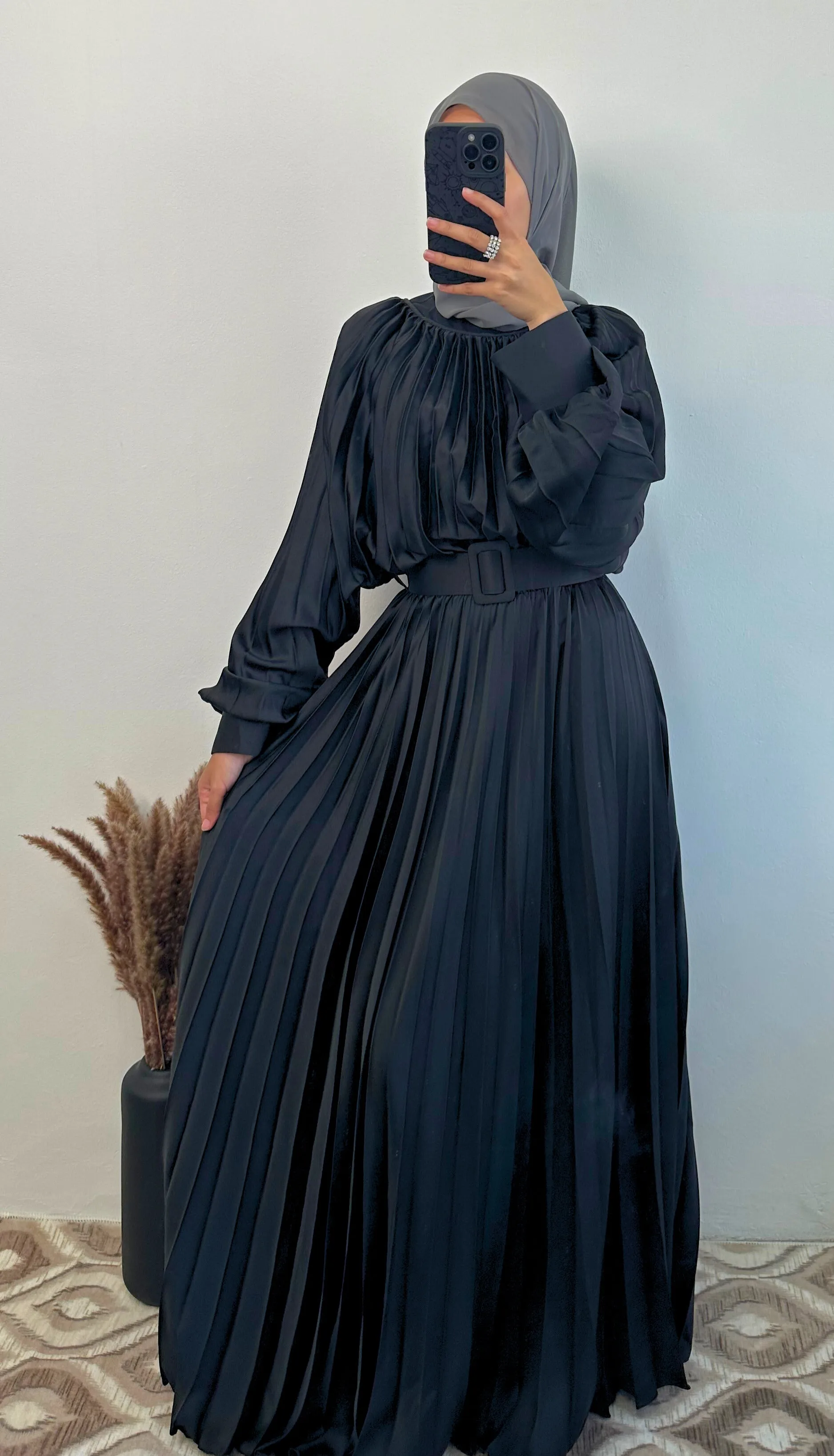 DMN Satin Pleat Maxi Dress