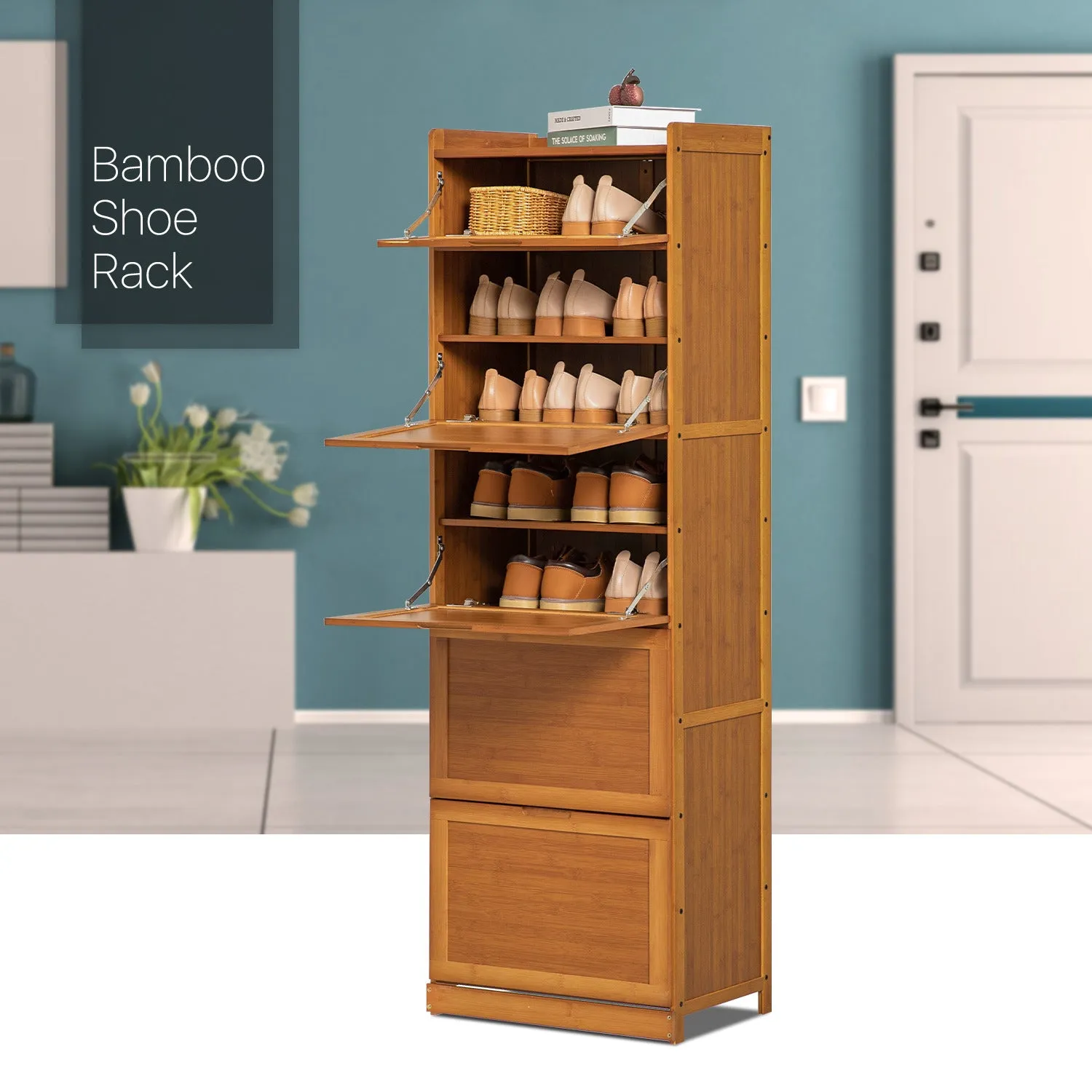 Drop Down Door Entryway Shoe Cabinet - 20" - Brown