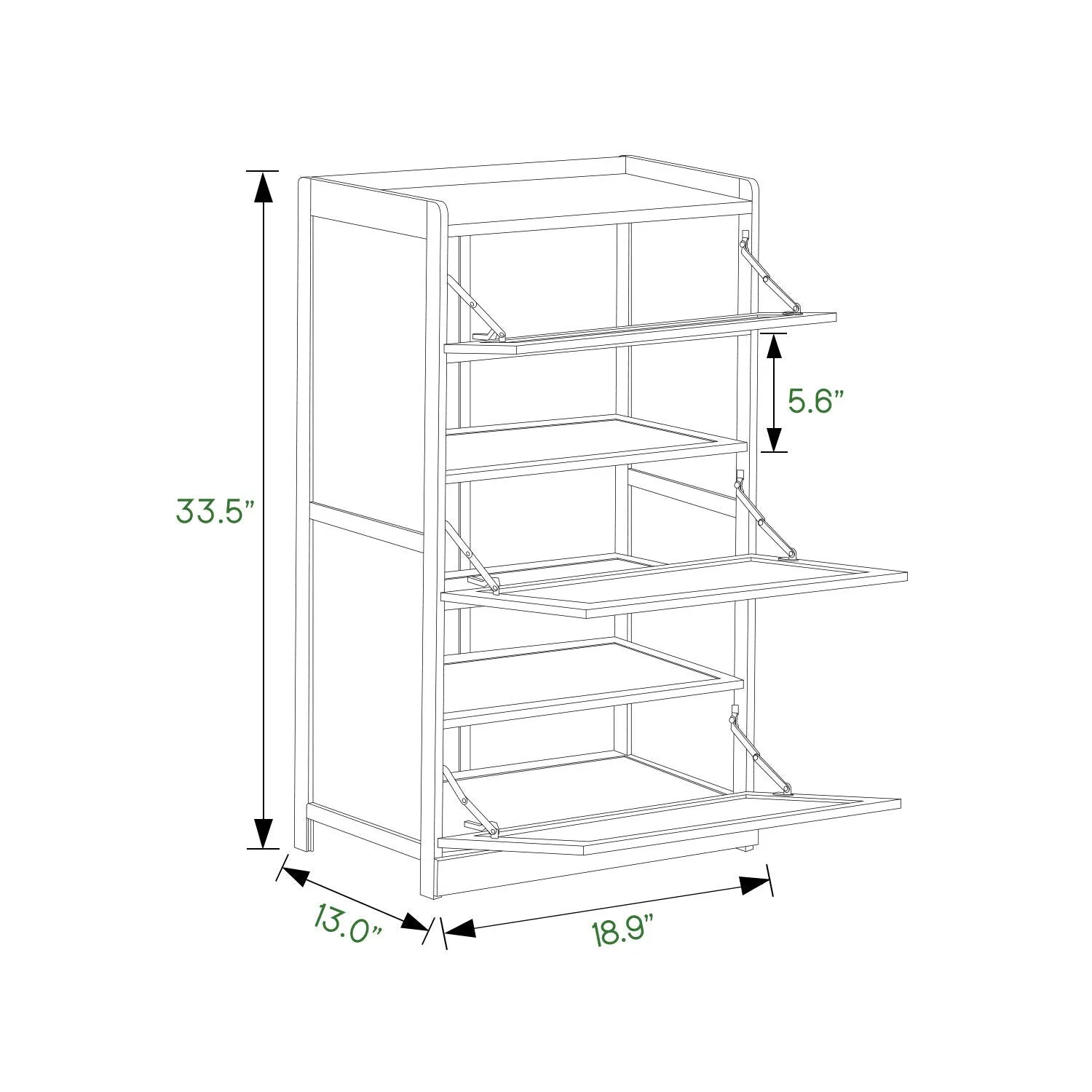 Drop Down Door Entryway Shoe Cabinet - 20" - Brown