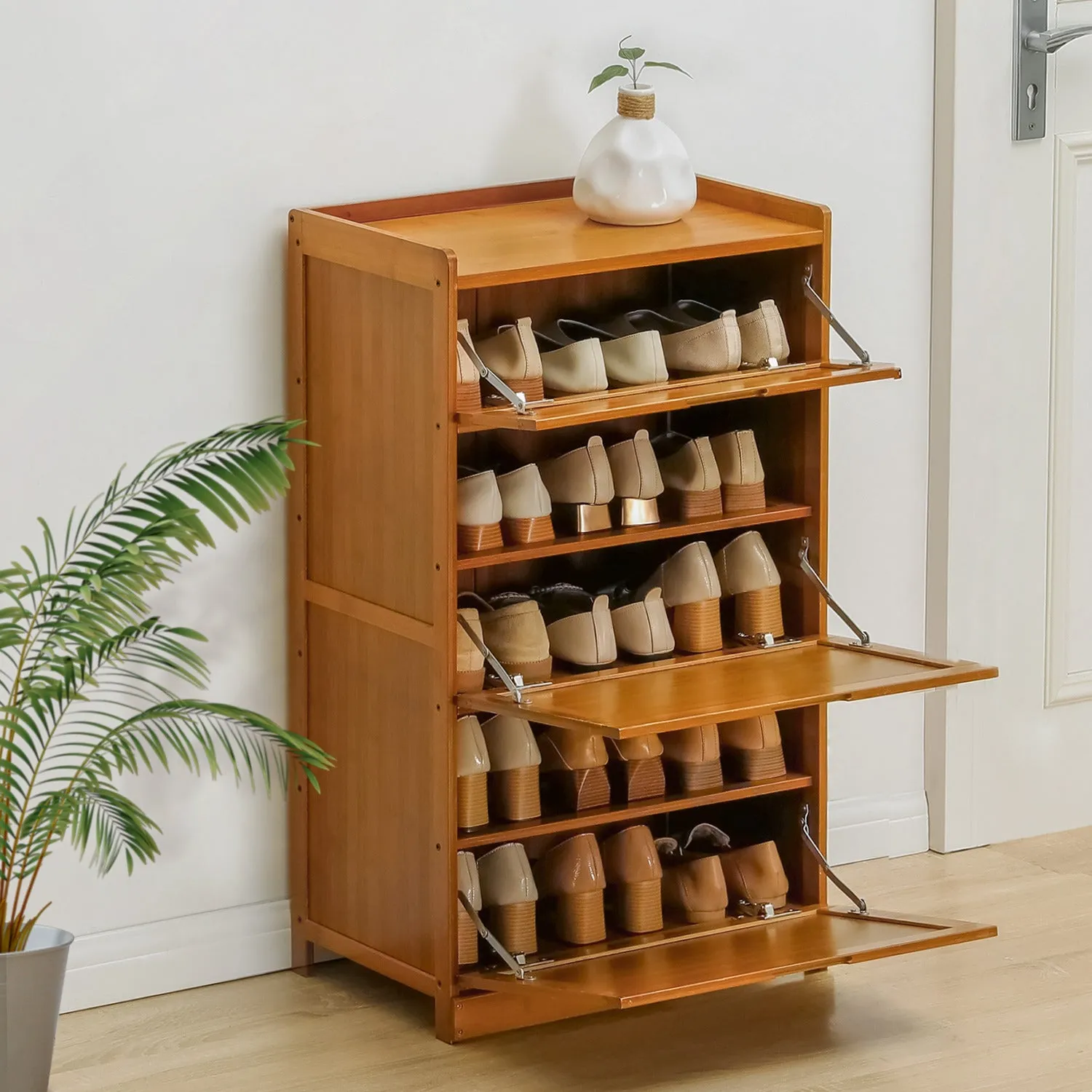 Drop Down Door Entryway Shoe Cabinet - 20" - Brown