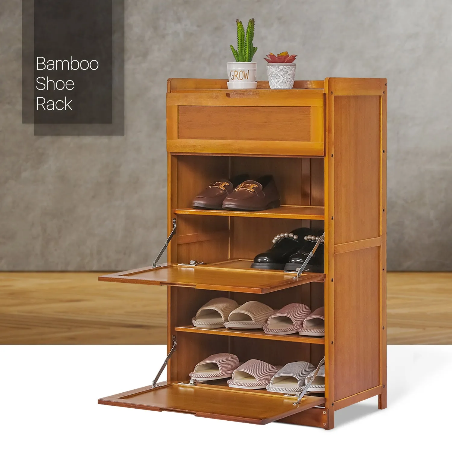 Drop Down Door Entryway Shoe Cabinet - 20" - Brown