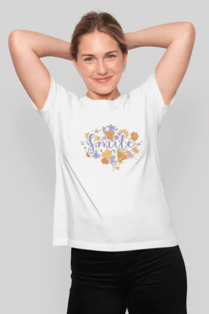 Floral Smile Printed T-shirt for women