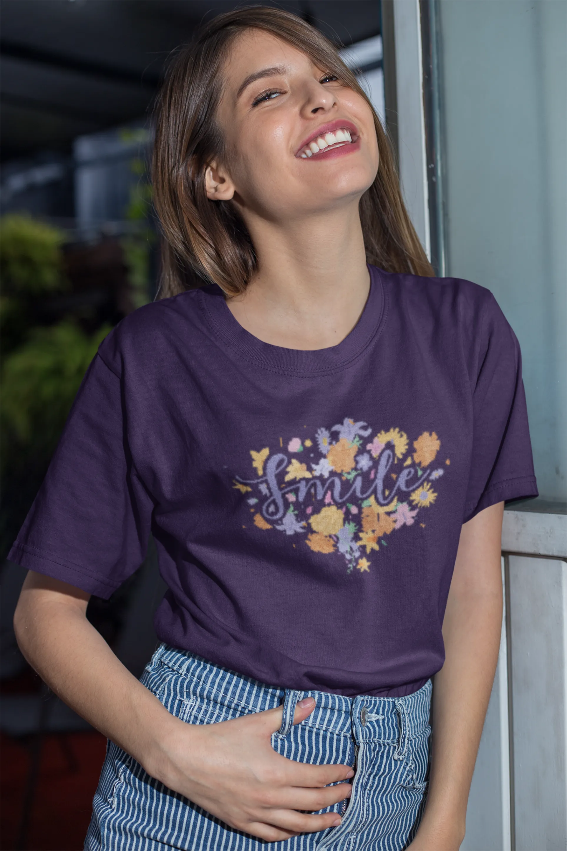 Floral Smile Printed T-shirt for women