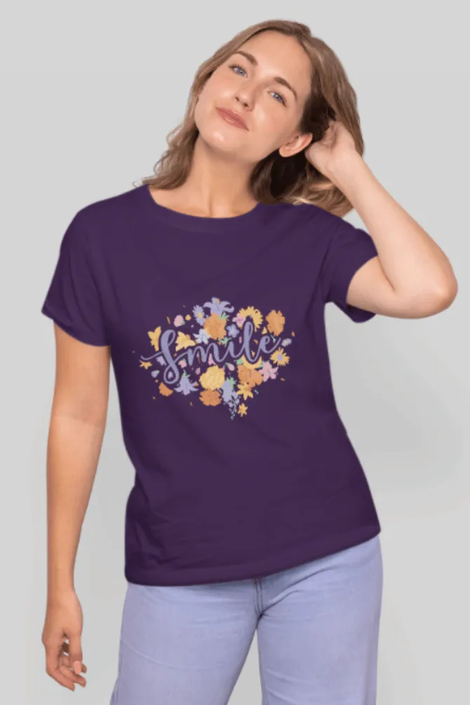 Floral Smile Printed T-shirt for women