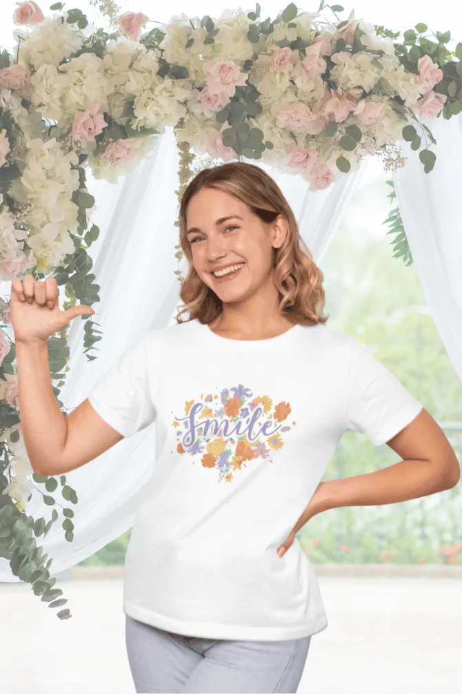 Floral Smile Printed T-shirt for women