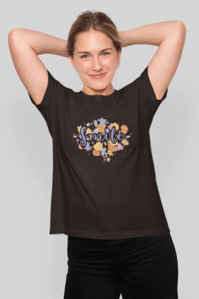 Floral Smile Printed T-shirt for women