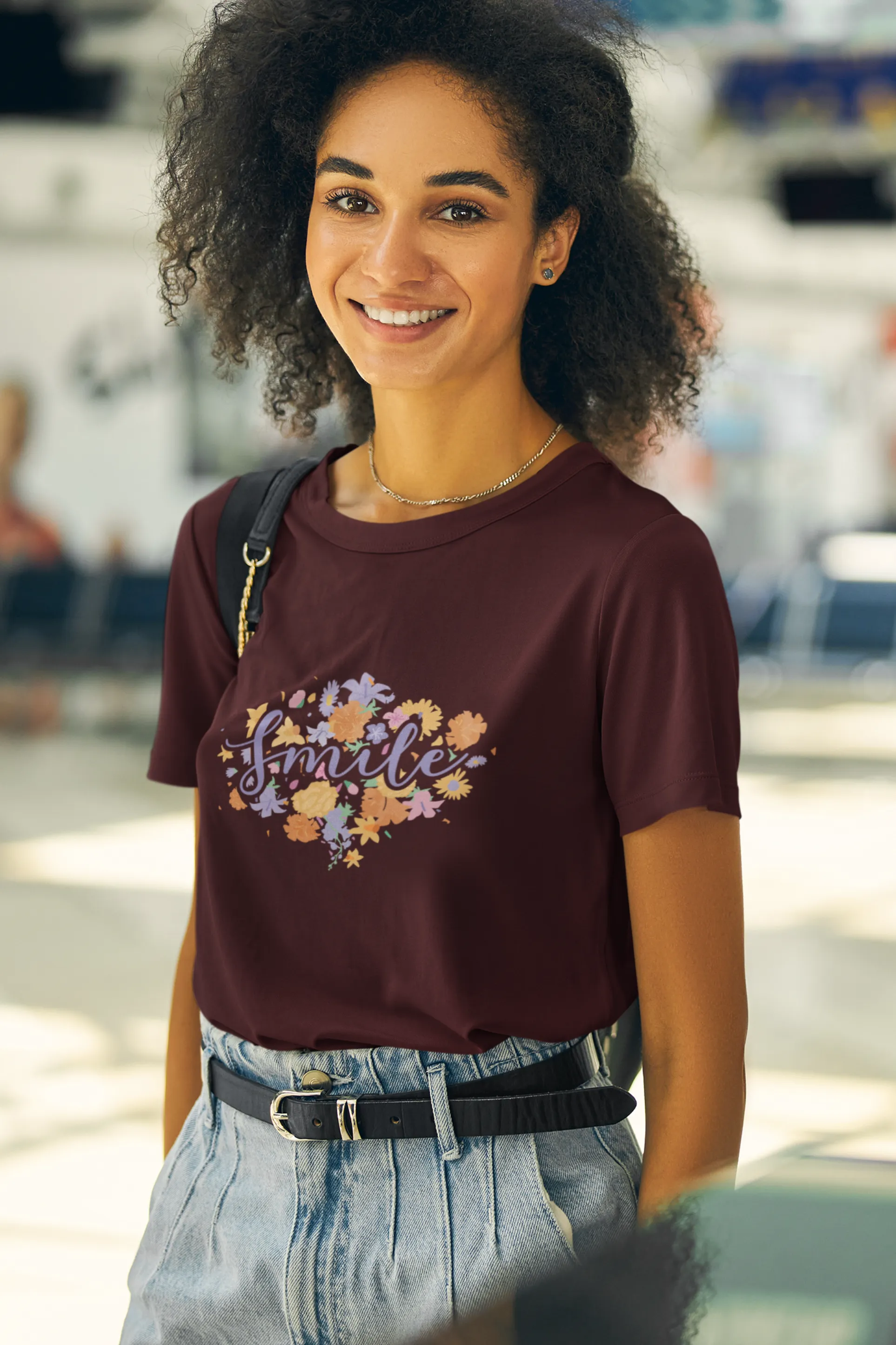Floral Smile Printed T-shirt for women