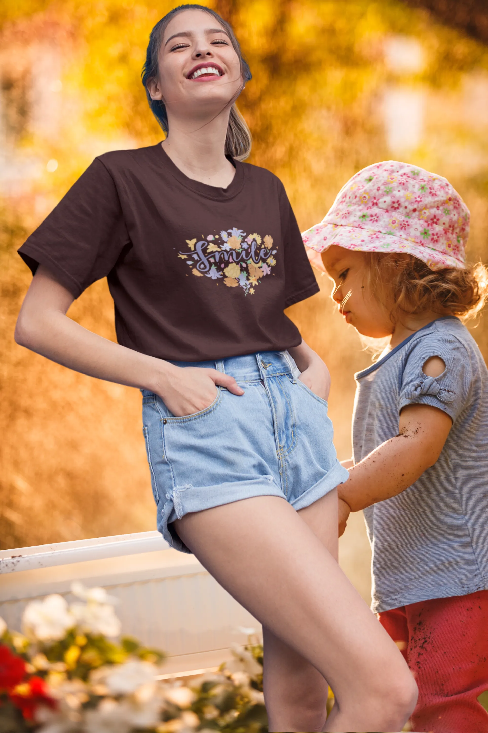 Floral Smile Printed T-shirt for women