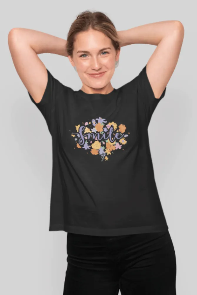 Floral Smile Printed T-shirt for women