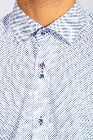 FRED - Navy Circle Print Long Sleeve Shirt | Marc Darcy
