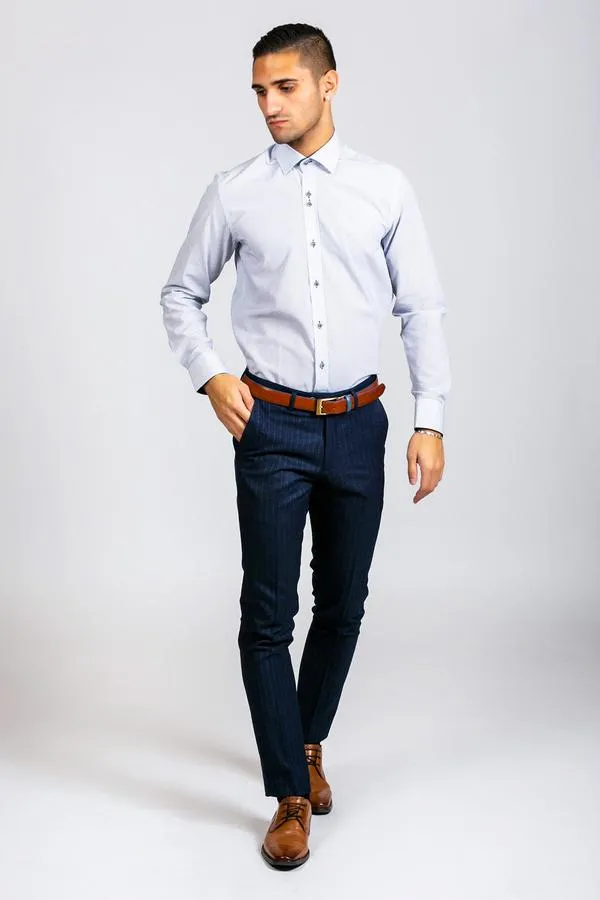 FRED - Navy Circle Print Long Sleeve Shirt | Marc Darcy