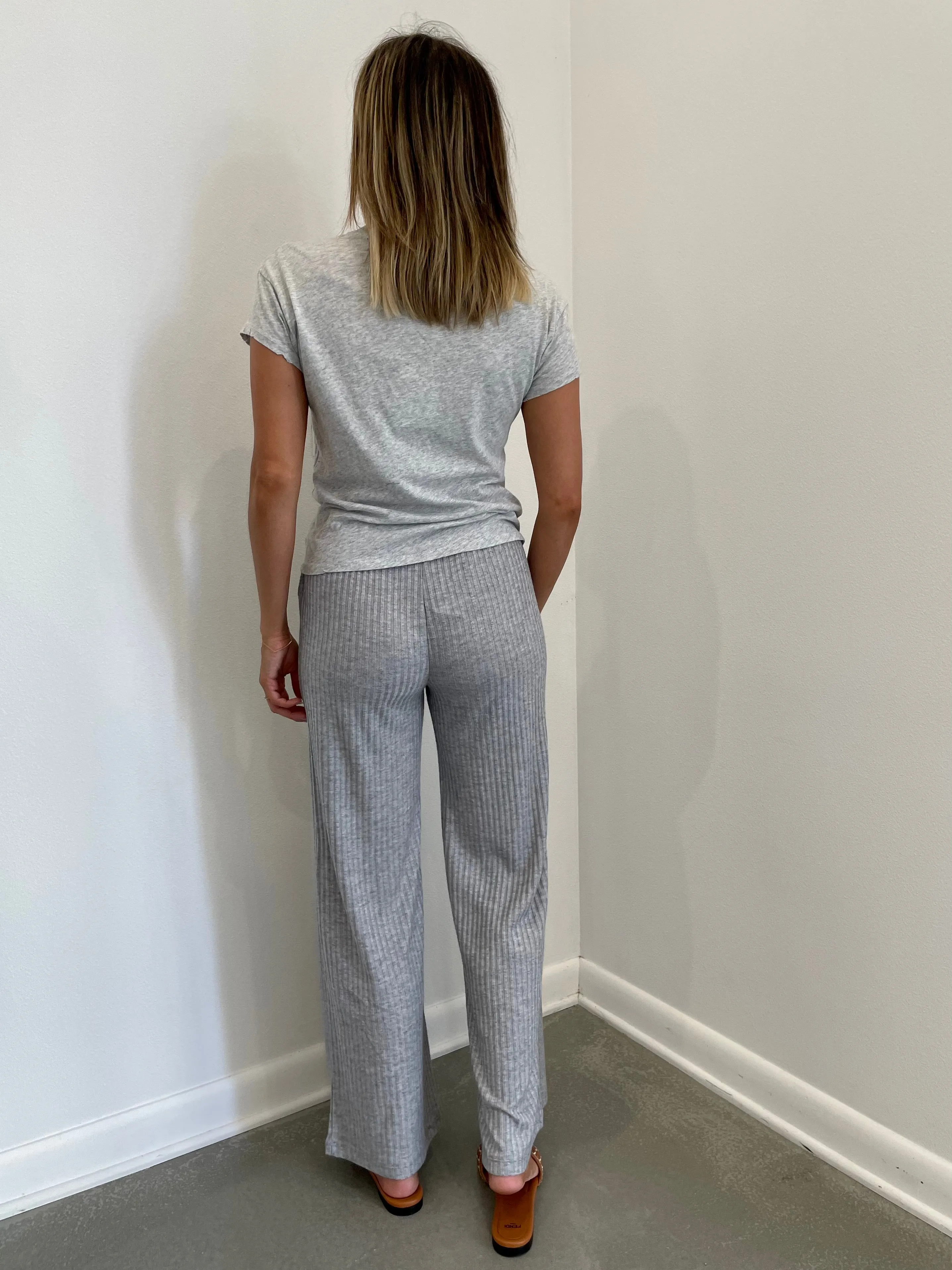 Geri Wide Rib Pant / Heather Grey