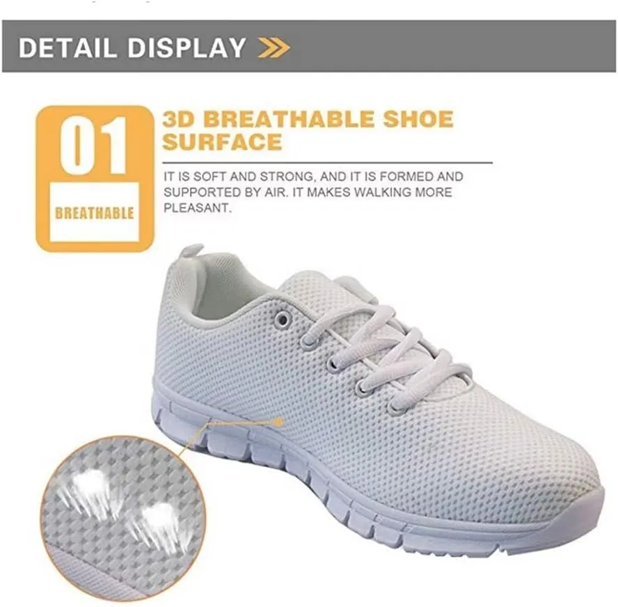 Jeiento Athletic Sneakers for WomenMen Ethnic Style Mesh Running Shoes Workout Sneakers Lace-up Tennis Shoes Non Slip Gym Sports Shoes