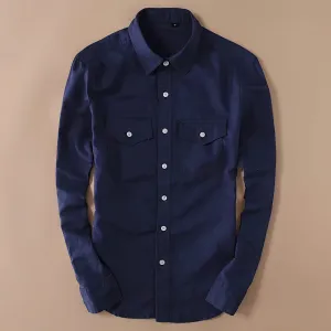 Korra Navy Double Pocket Men's Shirt