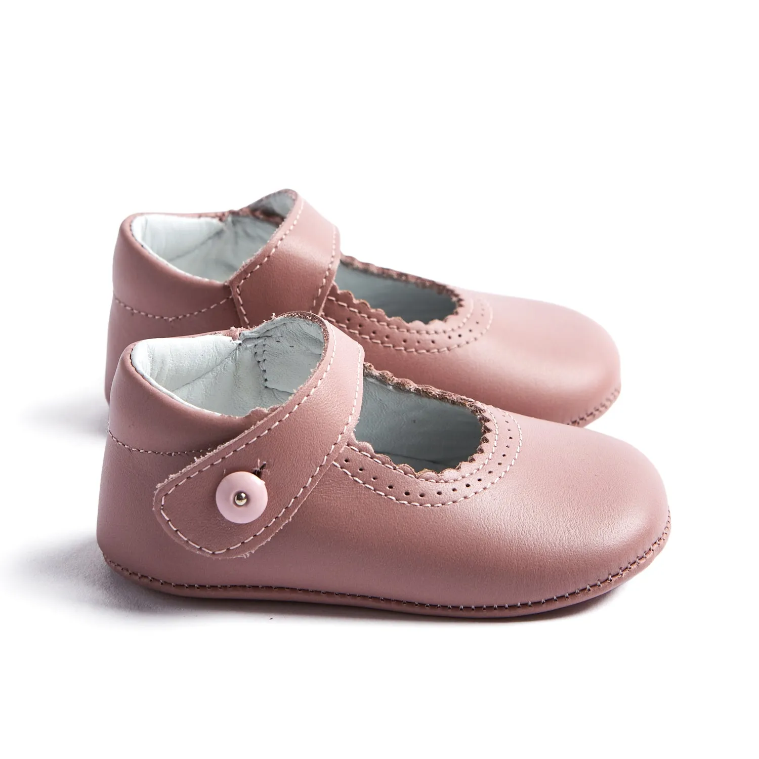 Leather Pink Mary Jane Pram Shoes