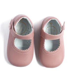 Leather Pink Mary Jane Pram Shoes