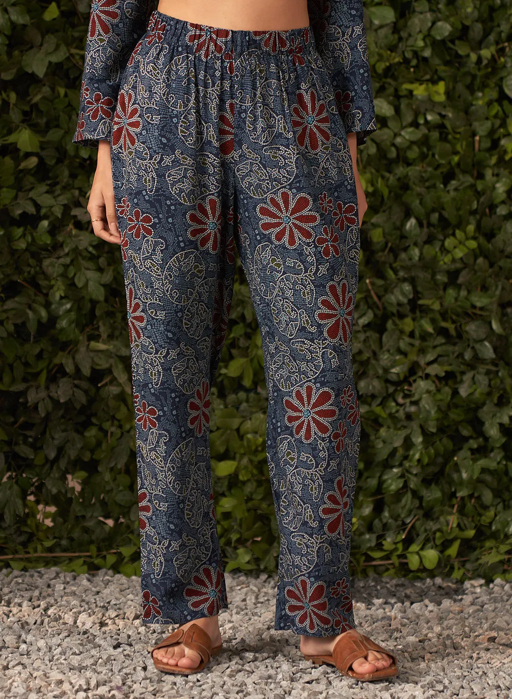 Liah Navy Blue Printed Rayon Kurta Set for Women