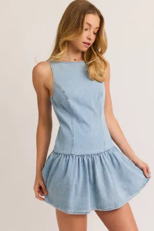 LOW WAIST DENIM DRESS