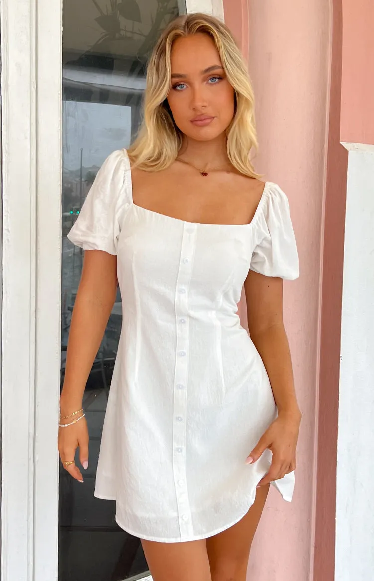 Maysen White Cap Sleeve Mini Dress