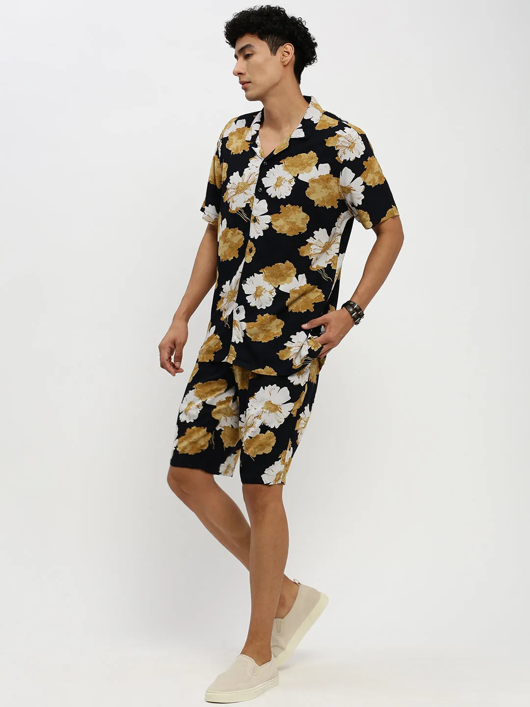 Men Navy Printed Co ordSet