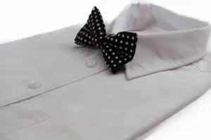 Mens Dark Brown & White Cord Polka Dot Patterned Bow Tie
