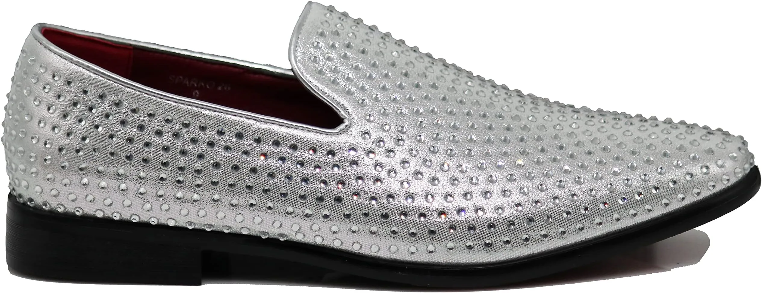 Men's Silver Velvet Rhinestone Studded Designer Shoes
