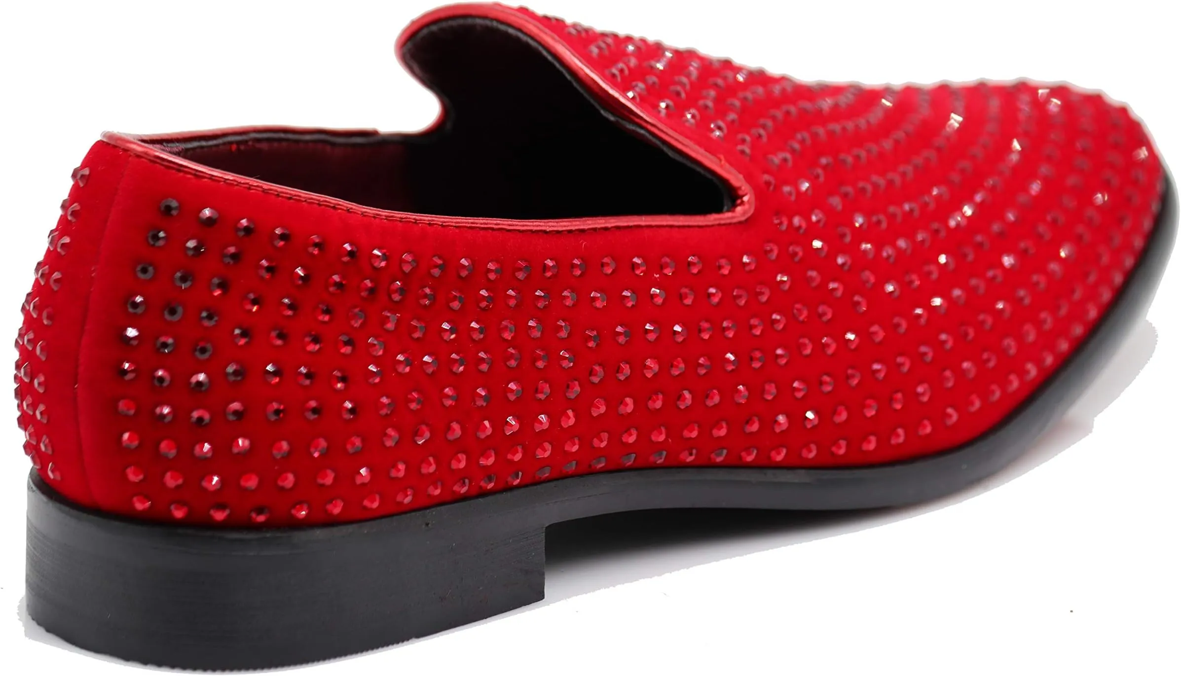 Men's Silver Velvet Rhinestone Studded Designer Shoes