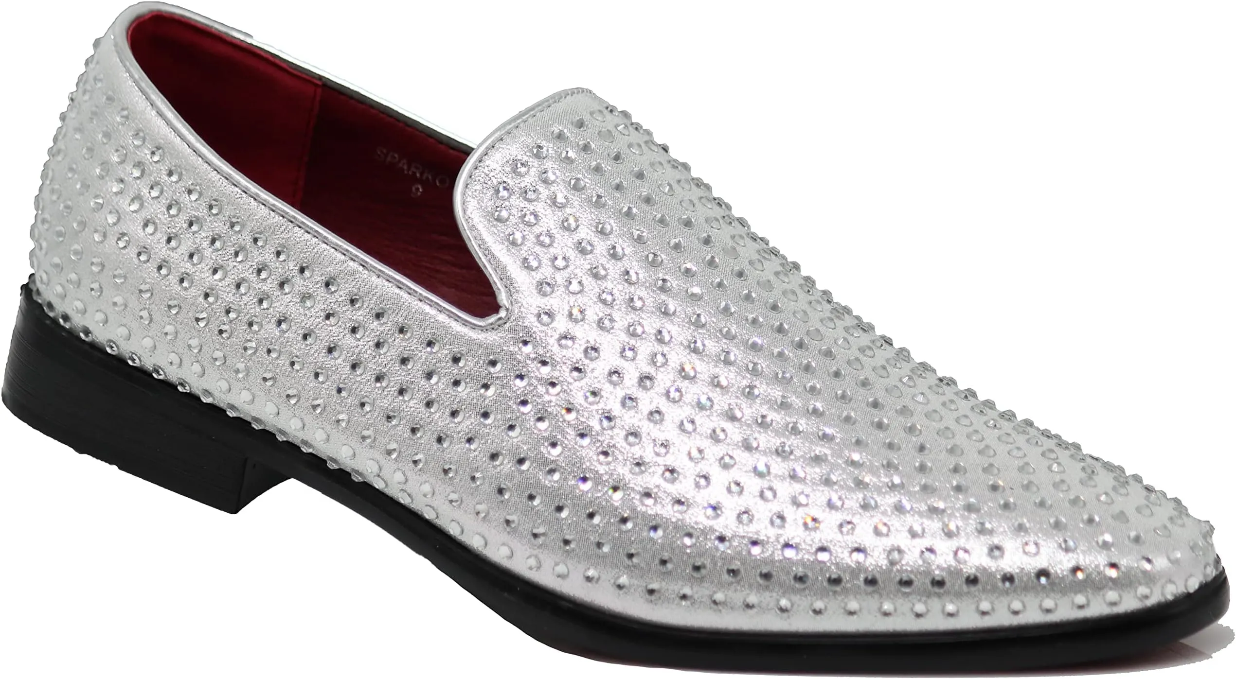 Men's Silver Velvet Rhinestone Studded Designer Shoes