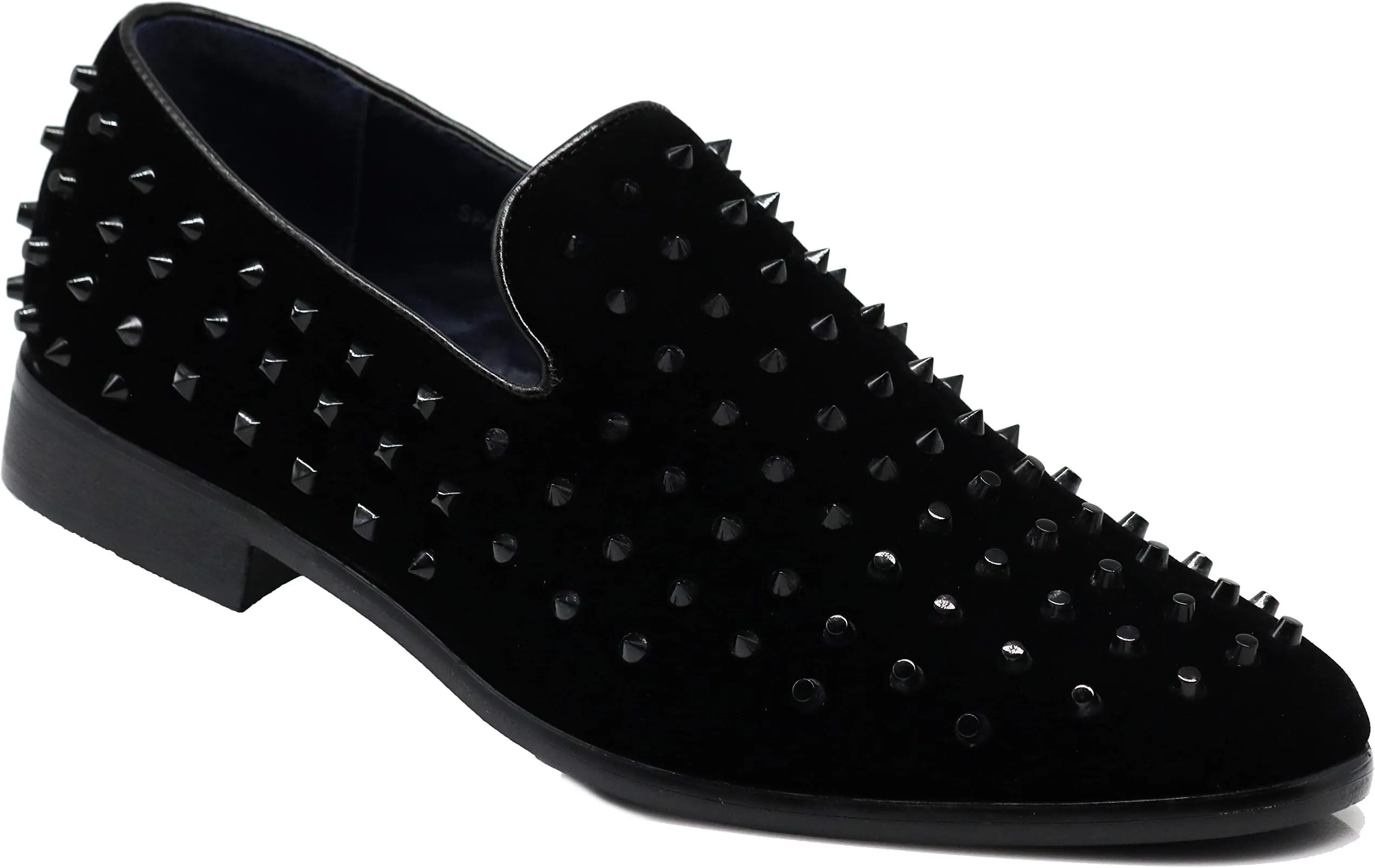 Men's Silver Velvet Rhinestone Studded Designer Shoes